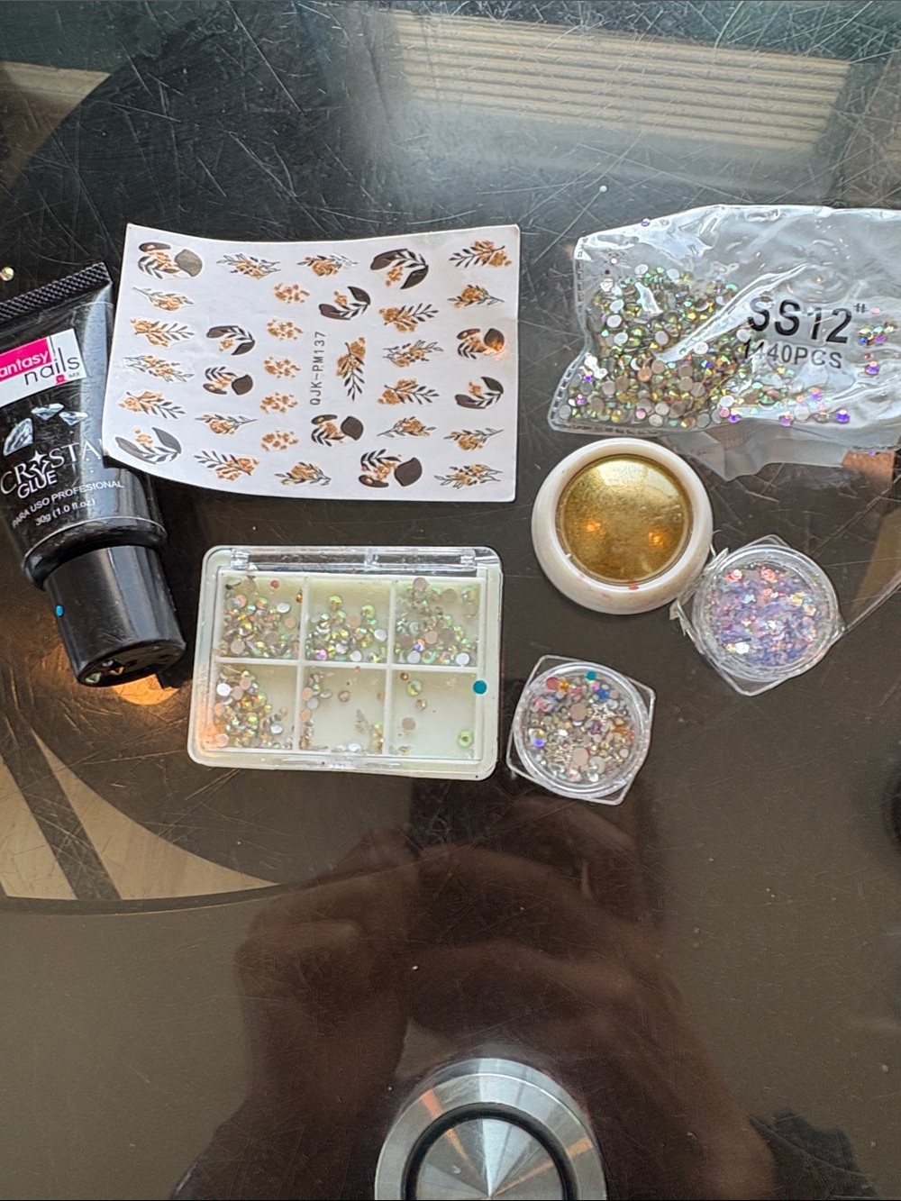 Gold and Iridescent Nail Art Decoration Set -